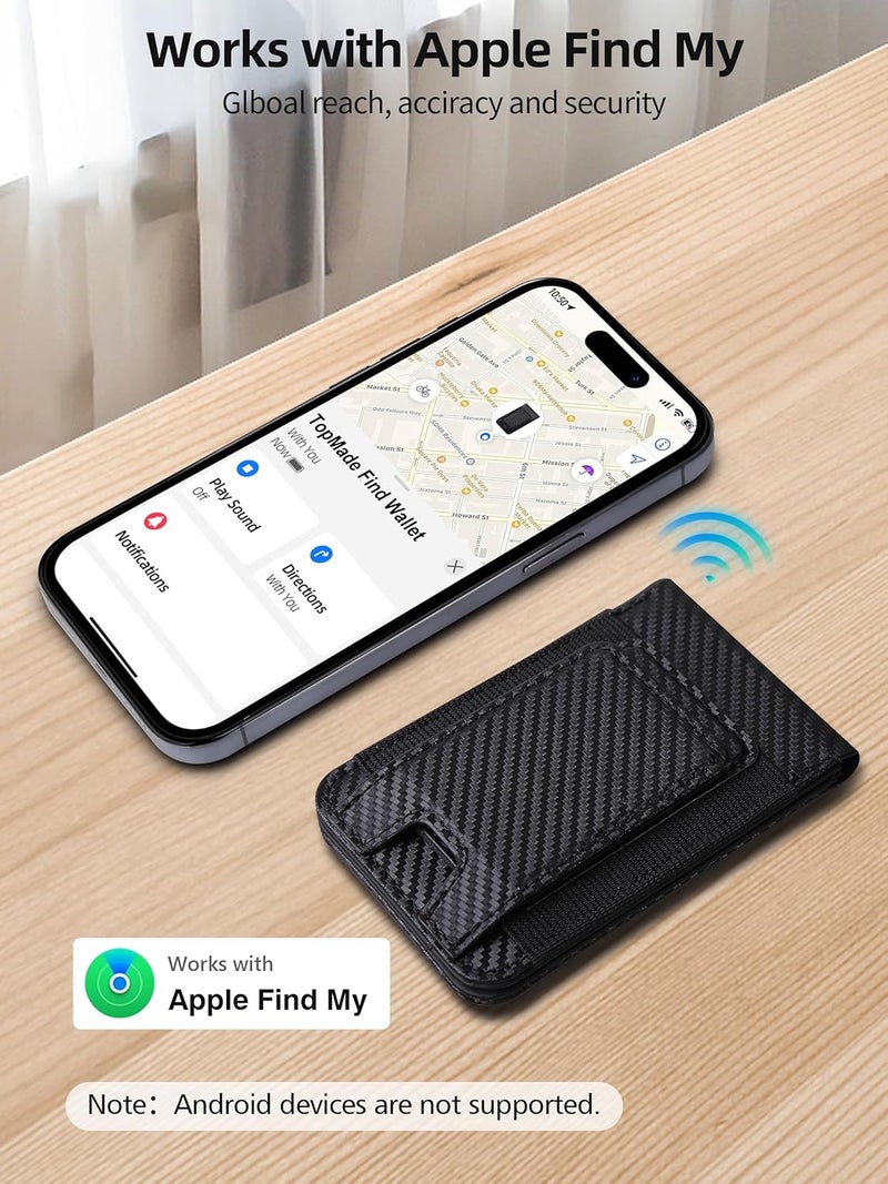 TopMade for MagSafe Wallet with Money Clip, Works with Apple Find My, Magnetic Wallet for iPhone 17/16/15/14/13/12 Series, for iPhone Wallet Stand with Finder Tracker, Black Carbon Fiber - Image 4